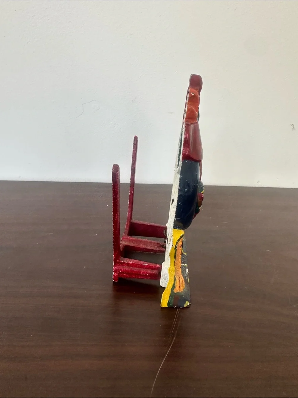 Vintage Multicolor Rooster Napkin Holder - brass